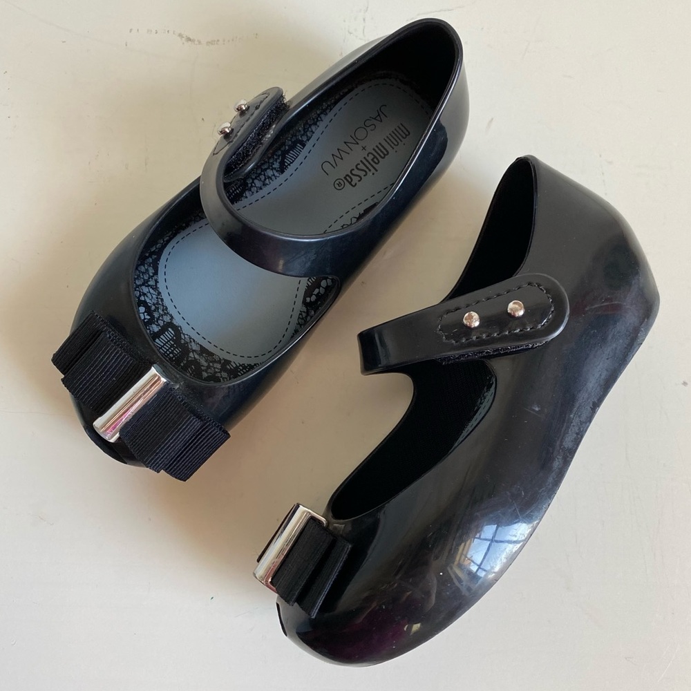 Mini Melissa + Jason Wu Mary Jane Ballet Flat with Grosgrain Ribbon Bow - Picture 1 of 13